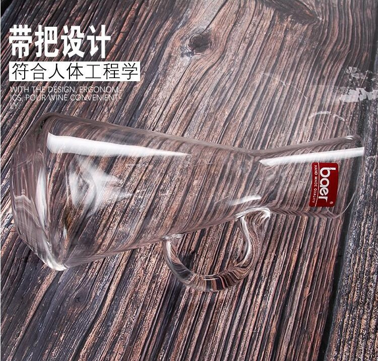 水晶玻璃斜口分酒器带把白酒分酒器红酒倒酒壶洋酒公杯醒酒器-图2