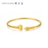 Zhou Dasheng Gold Bracelet Female Genuine Pure Gold Glossy Gold Hoop Stick Series Baoqin Gold Palladium Open Gold Bracelet