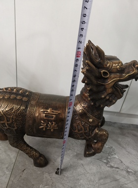 高33cm大型仿古青铜器工艺家居玄关办公桌博古架装饰收藏摆件麒麟