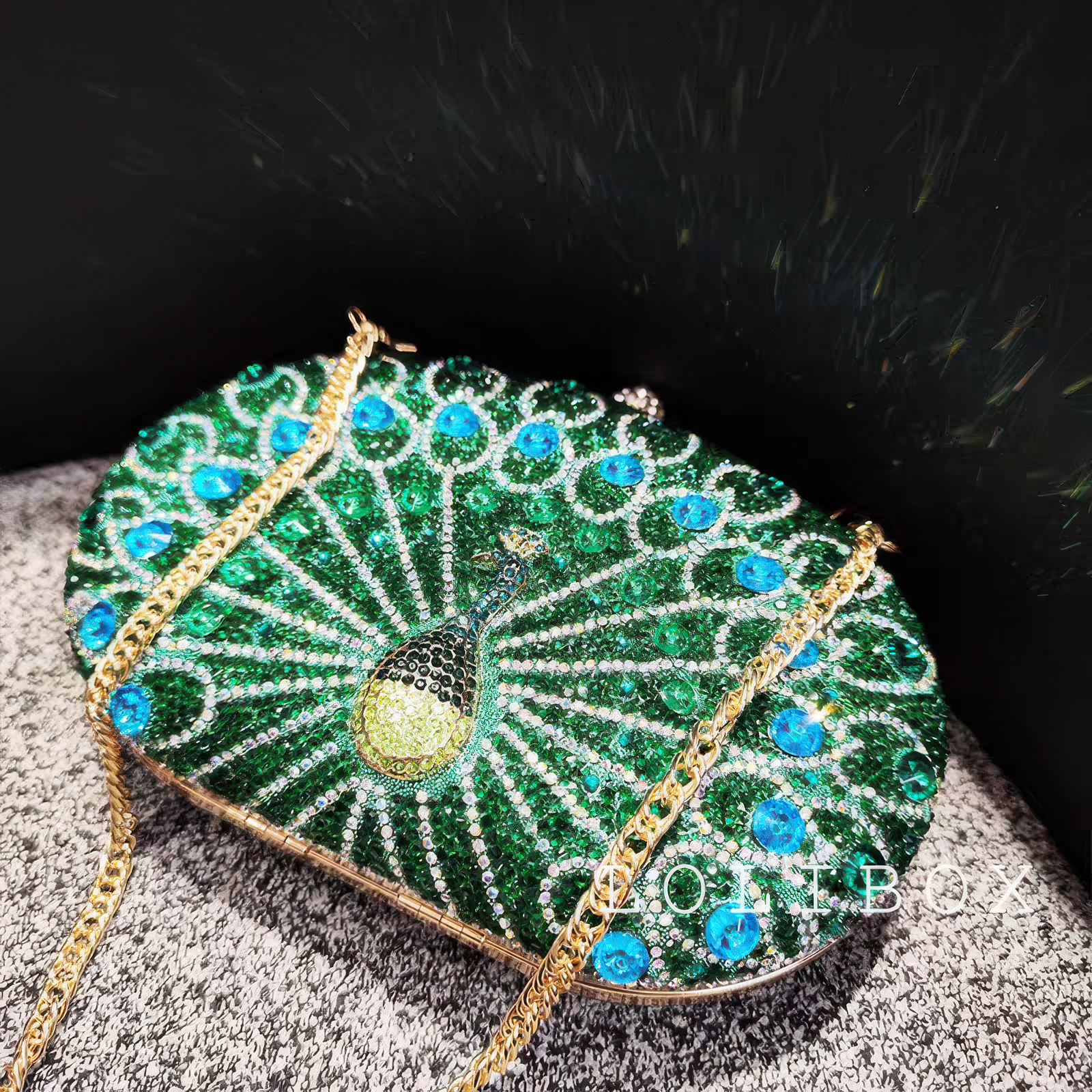 LOLIBOX新品镶钻孔雀水钻名媛女小包手拿包旗袍斜跨晚宴会礼服包,淘宝优惠券,粉丝福利购,淘宝优惠卷