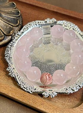 天然果冻粉莫粉方糖白水晶原创手串简约粉嫩设计感闺蜜礼物