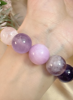 多宝天然紫水晶紫锂辉薰衣草雪花幽灵柠檬黄水晶16m轻奢手串礼物