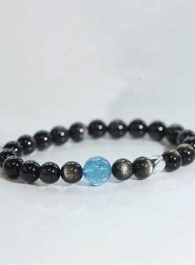 天然银曜石设计简约款手链送朋友礼物厂家量大从优