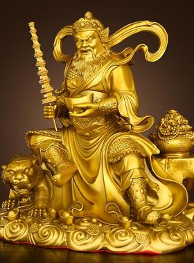 纯黄铜赵公明财神骑虎像武财神