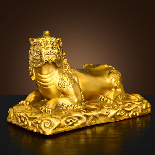 黄铜谛听摆件地藏王坐骑独角神兽铜貔貅地听客厅招宝财家居装饰品 - 图2