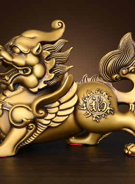 全铜黄铜貔貅摆件招财公母一对