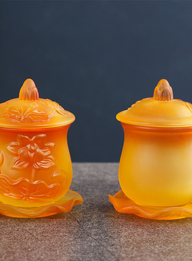 供水杯水琉璃供佛中式家用