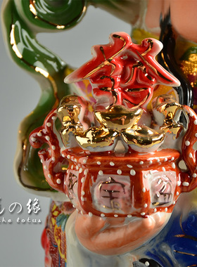 财神陶瓷像家用摆件彩绘不褪色