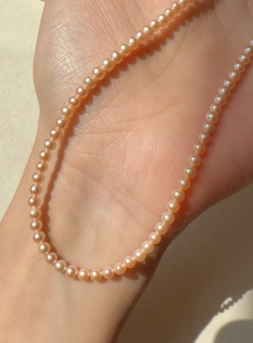 天然淡水珍珠强光近圆项链送她