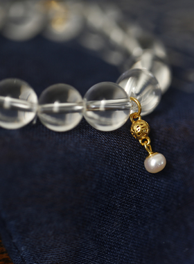 软语古典白水晶银镀金粽子手链女