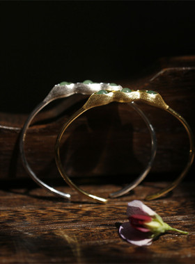 宛如丨天然东陵玉豌豆荚纯银手镯