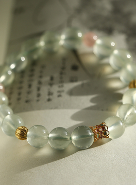 软语仙气葡萄石粉晶银镀金手链女