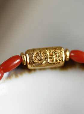 软语新中式深海红宝石银镀金手链