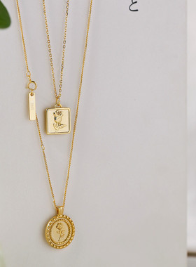 高庭小玫瑰丨古董油画感纯银项链