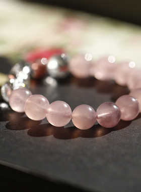 软语仙气马达加斯加粉晶弹力手链