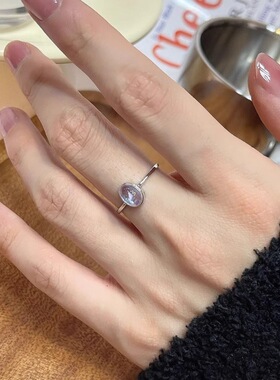 925纯银天然海蓝月光石戒指海洋的泪滴活口指环饰品优雅时尚首饰