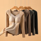 DeRong thermal underwear women's padded bra all-in-one plus velvet thickened long-sleeved seamless inner layering top for autumn and winter