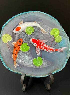 石材摆件现代办公室手绘饰品