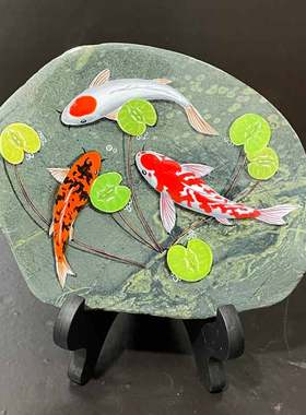 石头摆件现代办公室手绘