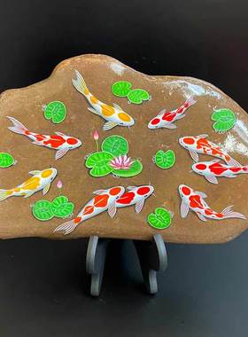 石材摆件现代办公室手绘饰品