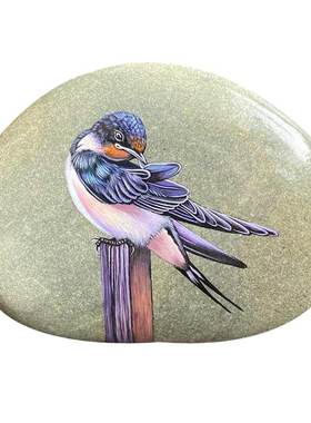 石材摆件现代书房手绘饰品