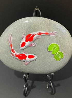 丙烯画石头摆件中式书房美观