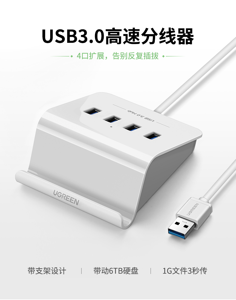 绿联usb3.0扩展器插头多口笔记本电脑多功能接口拓展坞转换hub带 - 图3