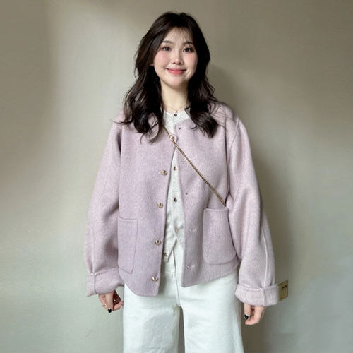 气质毛呢短外套宽松小个子女冬季新款超好看短款呢子大衣宽松显瘦 - 图0