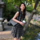 ເສື້ອຍືດ Retro plaid slimming ສໍາລັບຄົນຂະຫນາດນ້ອຍ