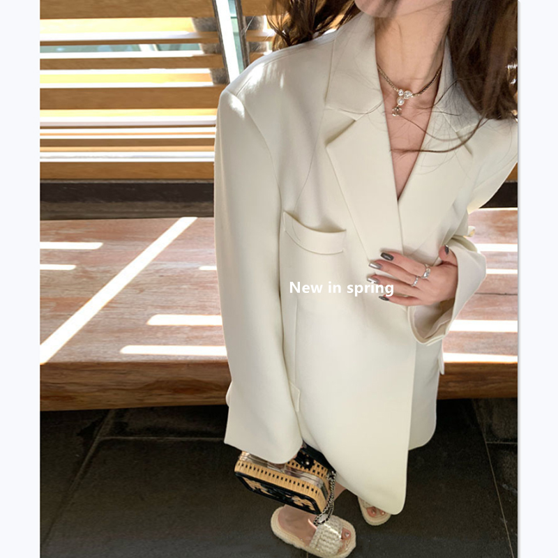 高级设计感气质显瘦白色小西装外套女春秋新款韩版休闲西服上衣潮-图0