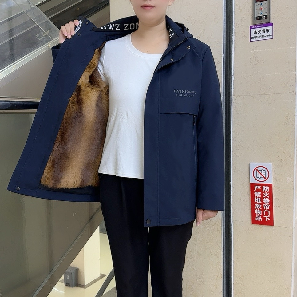 2025新款男士派克服仿青根貂兔毛可拆卸内胆真皮加厚冬男皮草外套 - 图0