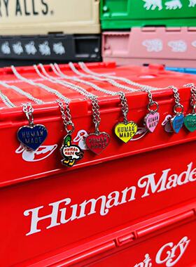 合金男女鸭子爱心项链七彩