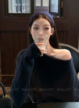 易梦玲同款蓝色针织发箍女2026新款宽发带发夹高颅顶宽边发箍头饰