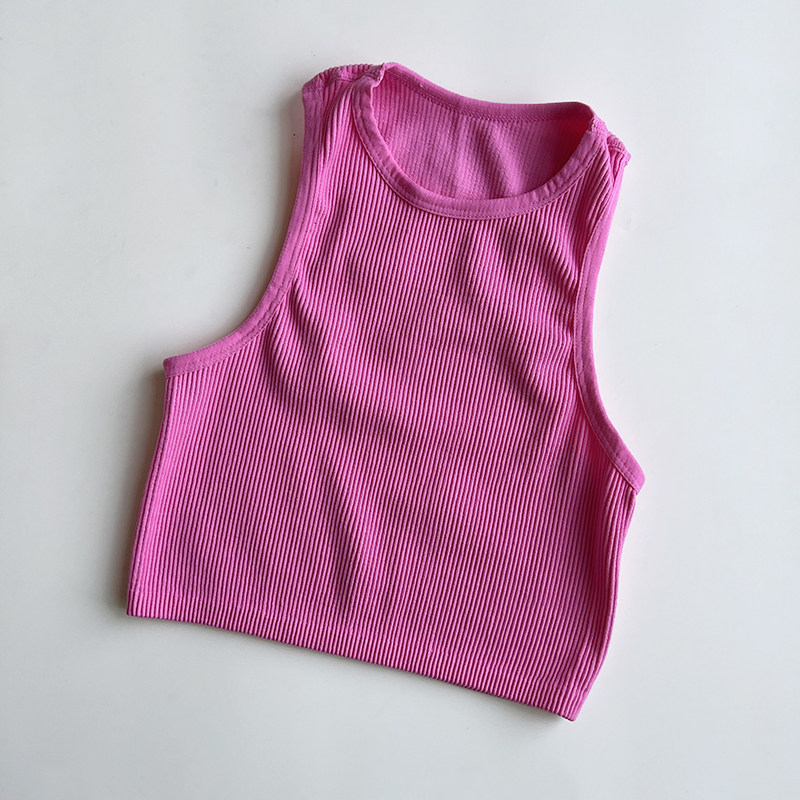 瑜伽女士卡戴珊运动背心紧身短款露脐无袖上衣休闲内搭居家健身衣