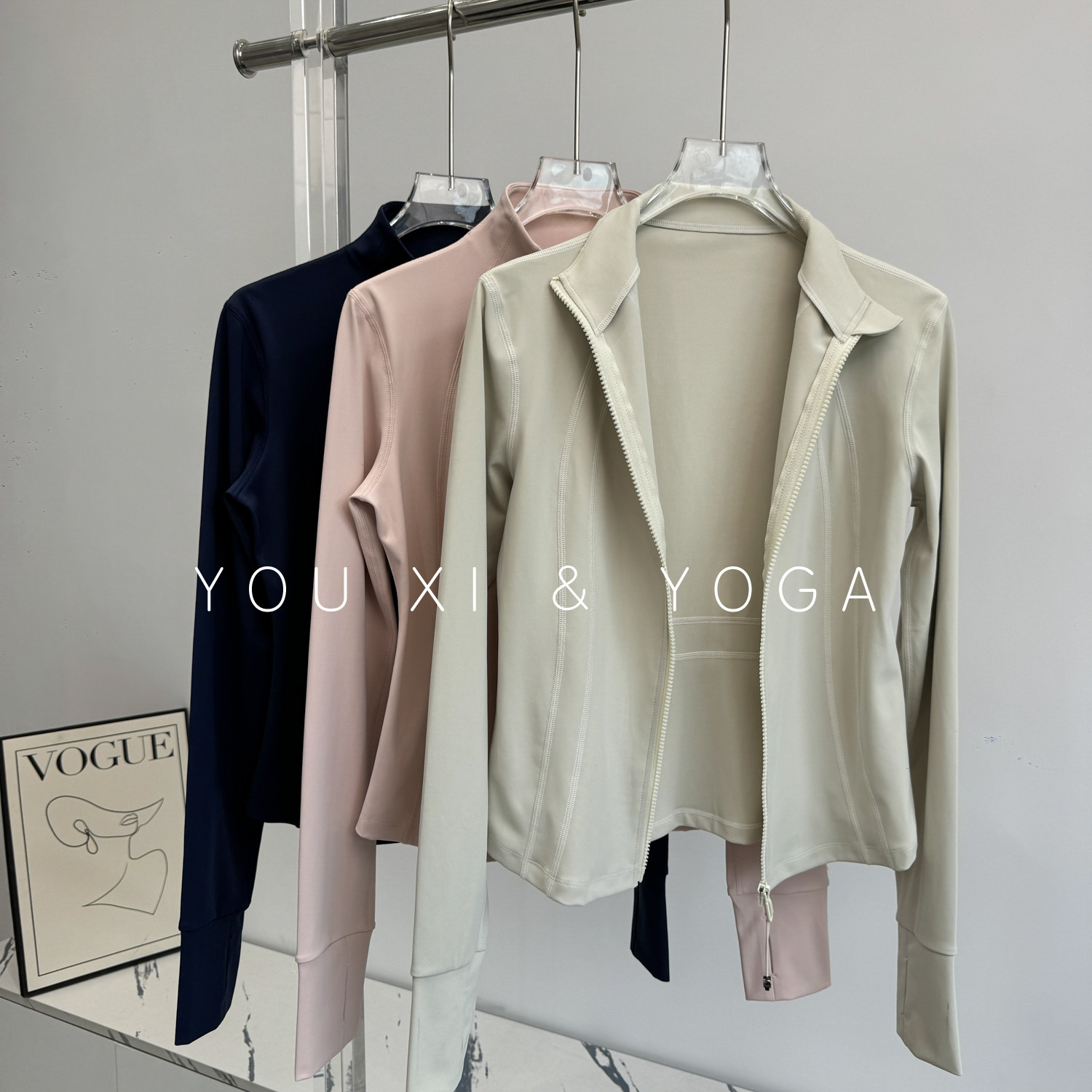 瑜伽服女2025新款春秋季上衣立领防风跑步运动绝美健身服长袖外套,淘宝优惠券,粉丝福利购,淘宝优惠卷