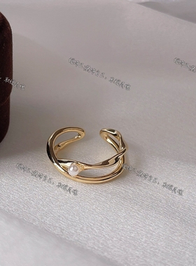 几何交叉戒指仿珍珠食指戒手饰女