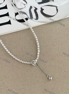 时尚法式高级清冷银色珍珠链锁骨