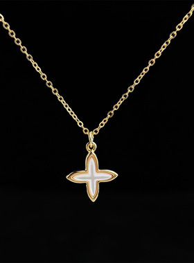 贝壳项链厚镀18K真金锁骨链日常