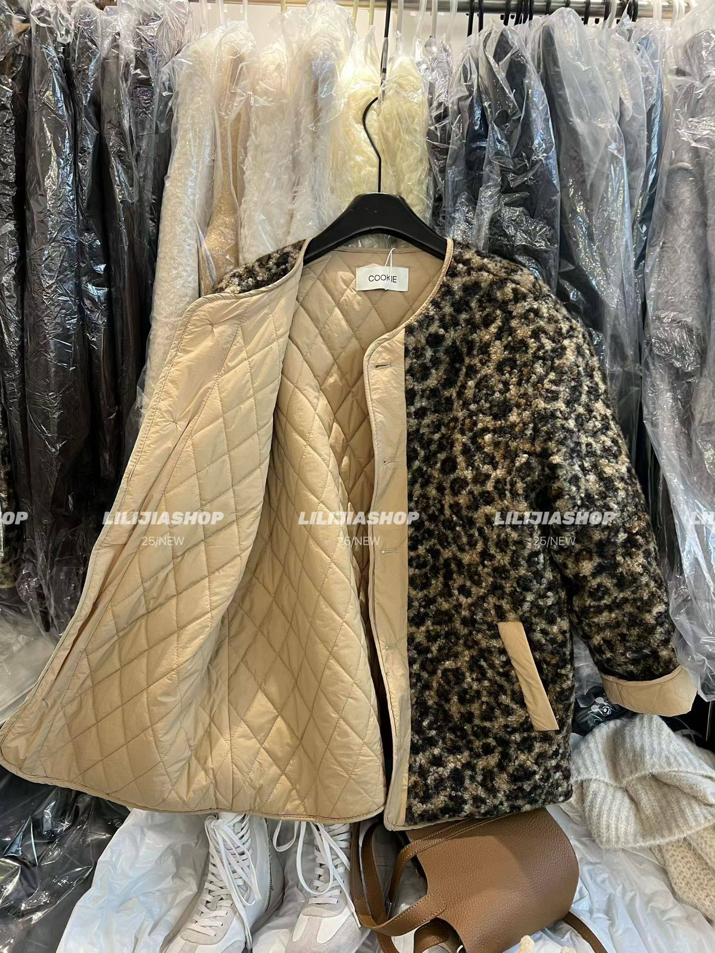 MIDO家 2025秋冬新款韩版时尚百搭宽松百搭拼色圆领豹纹棉服外套,淘宝优惠券,粉丝福利购,淘宝优惠卷