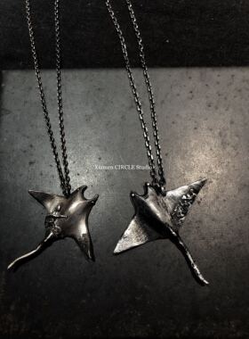 暗黑高街风设计款肌理银饰项链