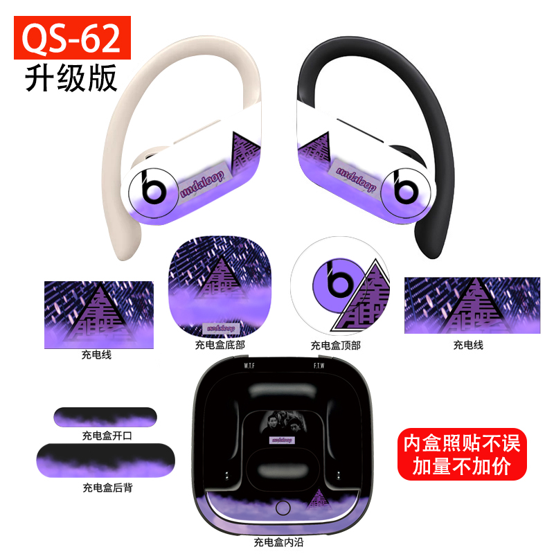 卡通Powerbeats pro贴纸 创意潮款蓝牙耳机防刮保护膜 白色女款 - 图0