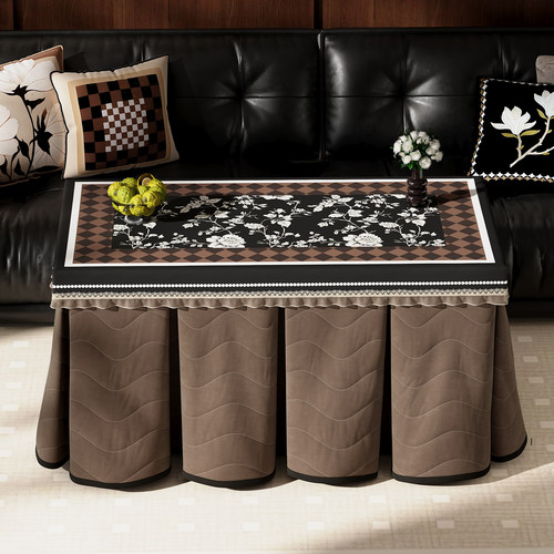 法式中古风电炉罩高级感火套烤火桌罩茶几罩套高颜值烤火罩烤火被 - 图0