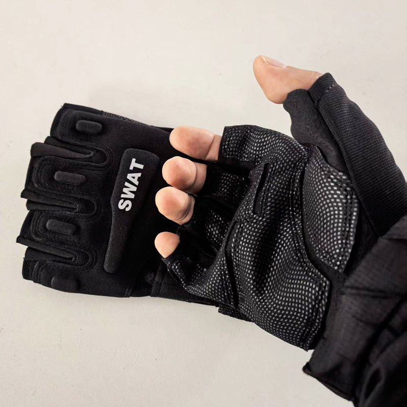 户外运动登山军迷黑鹰半指手套蜀黍家战术SWAT防护套骑行耐磨防滑