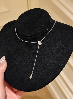 瑞秋同款水滴项链抽拉锁骨链女款
