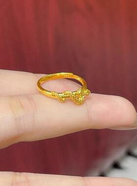 黄金色权杖蛇本命年生肖蛇戒指女