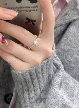 S925纯银小雏菊戒指女小众清冷感