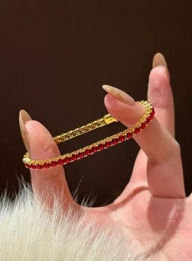 「小红绳」红色锆石满钻古风手链