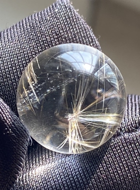 天然水晶发晶吊坠圆珠DIY水晶单珠饰品项链14mm一物一图