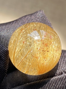 天然水晶金发晶吊坠圆珠DIY发晶单珠饰品项链16.5mm一物一图