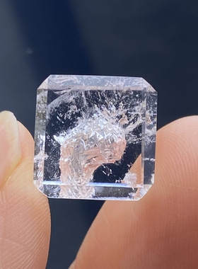 天然水晶包裹体晶中晶吊坠方牌DIY水晶饰品项链挂坠一物一图